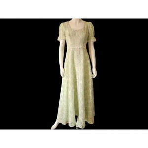 Vintage 60s Lace Maxi Dress S